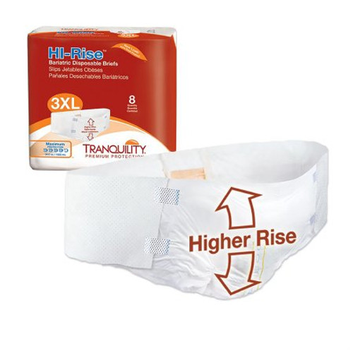 Unisex Adult Incontinence Brief Tranquility HI-Rise Bariatric 3X-Large Disposable Heavy Absorbency 2192