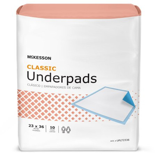 Underpad McKesson Classic Plus 23 X 36 Inch Disposable Fluff / Polymer Light Absorbency UPLT2336
