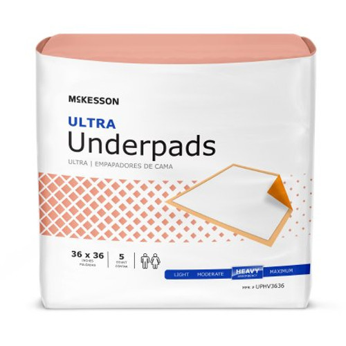 Underpad McKesson Ultra 36 X 36 Inch Disposable Fluff / Polymer Heavy Absorbency UPHV3636