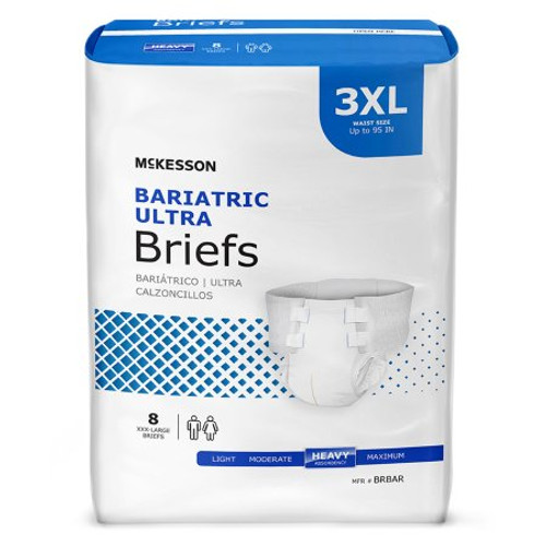 Unisex Adult Incontinence Brief McKesson Ultra Plus Bariatric 3X-Large Disposable Heavy Absorbency BRBAR