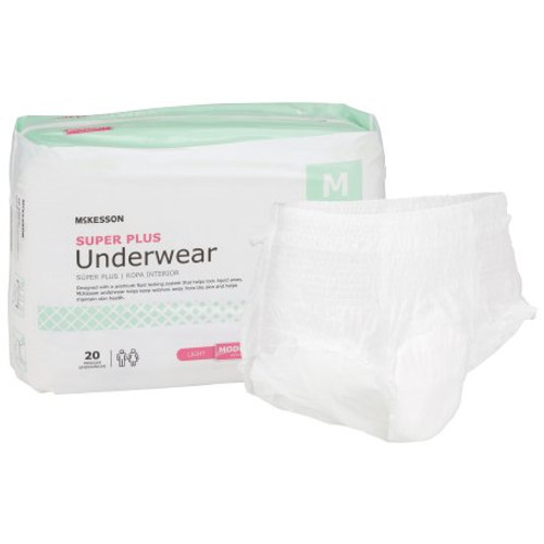 Unisex Adult Absorbent Underwear McKesson Super Plus Pull On with Tear Away Seams Medium Disposable Moderate Absorbency UWGMD