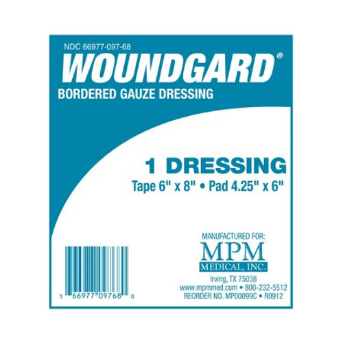Adhesive Dressing WoundGard 6 X 8 Inch Gauze Rectangle White Sterile MP00099C Bag/30