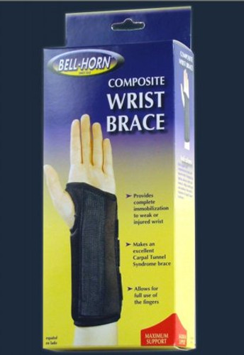Wrist Brace Bell-Horn Composite Aluminum / Foam / Lycra Left Hand Black Large 207L Each/1