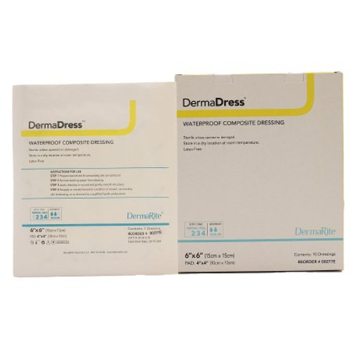 Composite Dressing DermaDress Waterproof 6 X 6 Inch Polyester / Rayon / Nonwoven Sterile 00277E