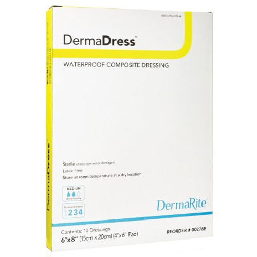 Composite Dressing DermaDress Waterproof 6 X 8 Inch Polyester / Rayon / Nonwoven Sterile 00278E