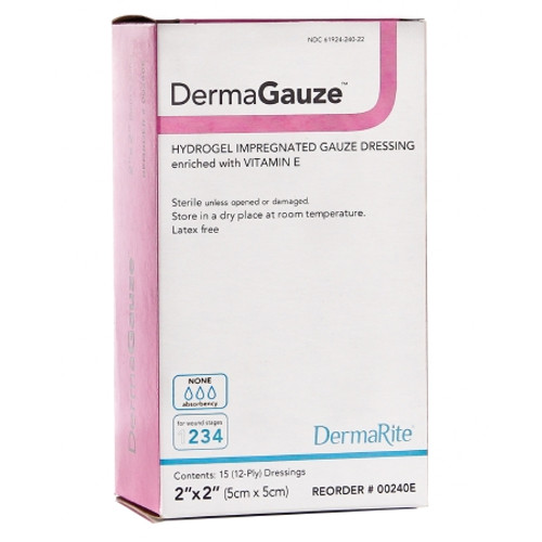 Impregnated Dressing DermaGauze 2 X 2 Inch Gauze DermSyn Hydrogel Sterile 00240E