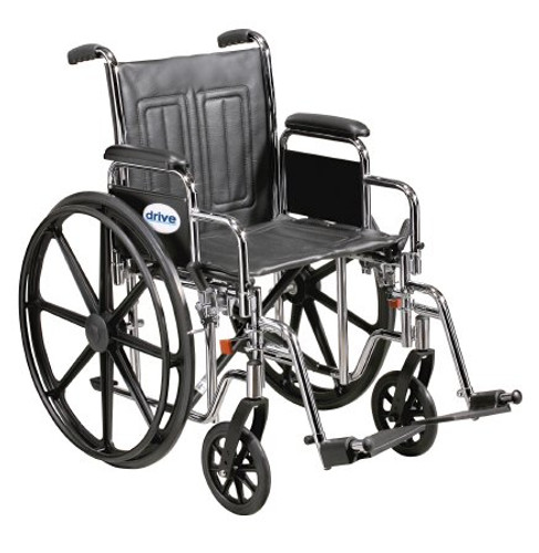 Bariatric Wheelchair drive Sentra EC Heavy Duty Dual Axle Desk Length Arm Removable Padded Arm Style Elevating Legrest Black Upholstery 20 Inch Seat Width 450 lbs. Weight Capacity STD20ECDDAHD-ELR Each/1