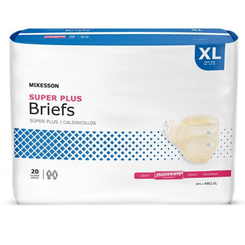 Unisex Adult Incontinence Brief McKesson Super Plus X-Large Disposable Moderate Absorbency BRCLXL