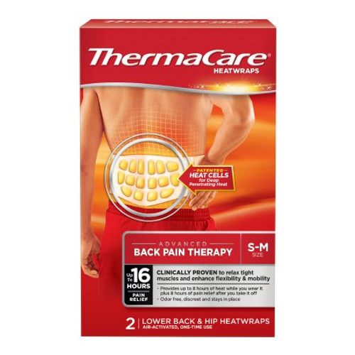 Instant Hot Patch ThermaCare HeatWraps Back / Hip Small / Medium Nonwoven Material Cover Disposable 00573301002 Box/2
