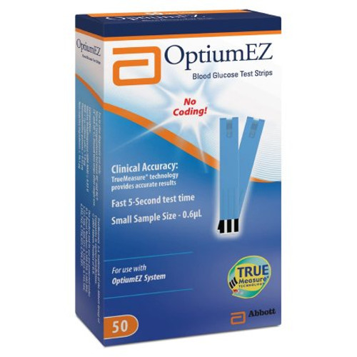 Blood Glucose Test Strips Optium EZ 50 Strips per Box Requires only 0.6 Liter sample For Optium EZ Glucose Meter 71041