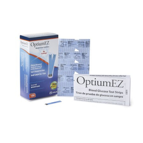 Blood Glucose Test Strips Optium EZ 100 Strips per Box Requires only 0.6 Liter sample For Optium EZ Glucose Meter 71042 Box/100