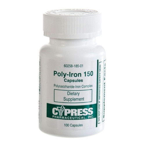 Mineral Supplement Poly-Iron Iron 150 mg Strength Capsule 100 per Pack 60258018501 Carton/100