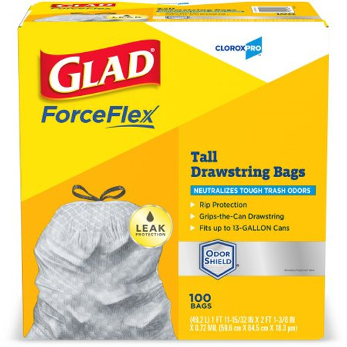 Trash Bag CloroxPro Glad ForceFlex 13 gal. Gray LLDPE 0.95 Mil. 24 X 28 Inch Flat Pack 70427 Case/100