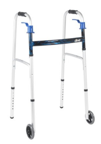 Dual Release Folding Walker Adjustable Height drive Aluminum Frame 350 lbs. Weight Capacity 32 to 39 Inch Height 10226-1 Each/1