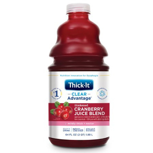 Thickened Beverage Thick-It Clear Advantage 64 oz. Bottle Cranberry Flavor Ready to Use Nectar Consistency B458-A5044 Case/4