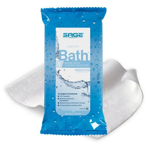 Rinse-Free Bath Wipe Essential Bath Medium Weight Soft Pack Purified Water / Methylpropanediol / Glycerin / Aloe Scented 8 Count 7800