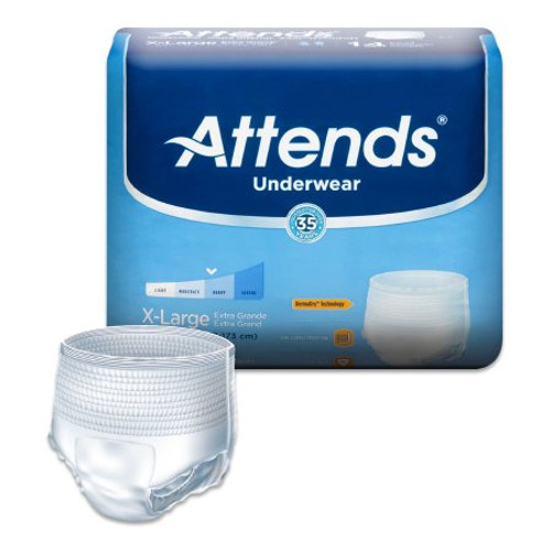 Unisex Adult Absorbent Underwear Attends Pull On with Tear Away Seams X-Large Disposable Moderate Absorbency AP0740100 Unisex Adult Absorbent Underwear Attends Pull On with Tear Away Seams X-Large Disposable Moderate Absorbency AP0740100
