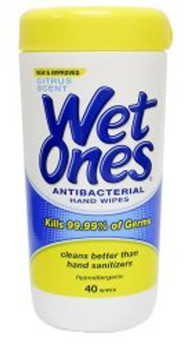 Personal Wipe Wet Ones Antibacterial Canister Benzethonium Chloride Citrus Scent 40 Count 07682804672 Pack/40