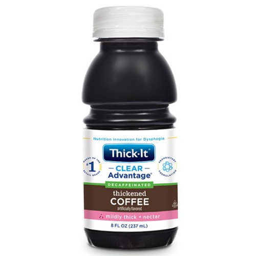 Thickened Decaffeinated Beverage Thick-It Clear Advantage 8 oz. Bottle Coffee Flavor Ready to Use Nectar Consistency B469-L9044