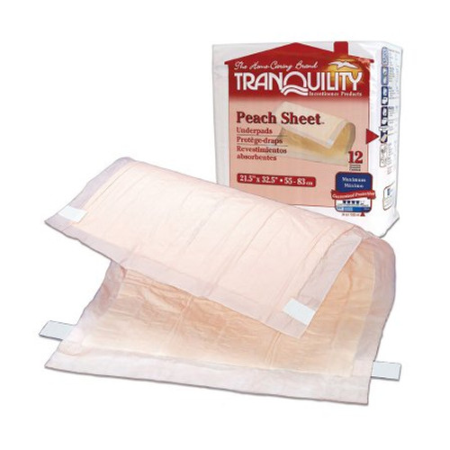 Underpad Tranquility Peach Sheet 21-1/2 X 32-1/2 Inch Disposable Polymer Heavy Absorbency 2074
