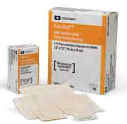 Antimicrobial Foam Dressing Kendall AMD 3-1/2 X 5-1/2 Inch Square Adhesive with Border Sterile 55546BAMD