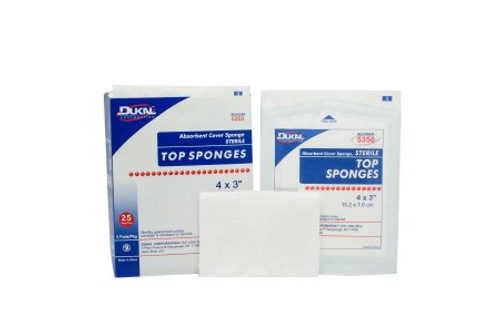 Nonwoven Sponge Dukal Cellulose / Rayon 8-Ply 3 X 4 Inch Rectangle Sterile 5350