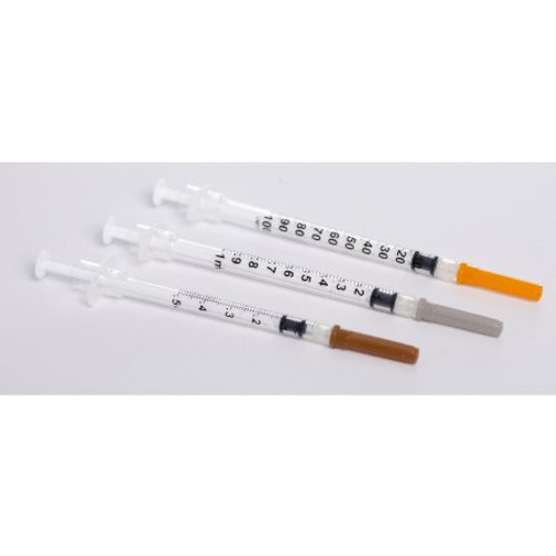Tuberculin Syringe with Needle Sol-Care 1 mL 26 Gauge 3/8 Inch Attached Needle Retractable Needle 100070IM Box/100