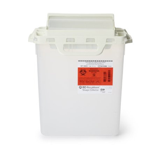 Sharps Container Recykleen 15-3/4 H X 13-1/2 W X 6 D Inch 3 Gallon Pearl Base / Pearl Lid Horizontal Entry Counter Balanced Door Lid 305053