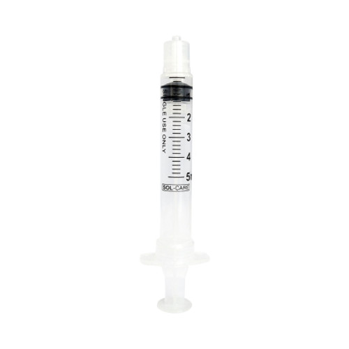General Purpose Syringe Sol-Care 5 mL Individual Pack Luer Lock Tip Retractable Safety 120007IM Box/100