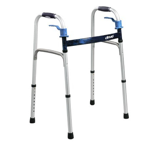 Dual Release Folding Walker Adjustable Height drive Deluxe Aluminum Frame 350 lbs. Weight Capacity 32 to 39 Inch Height 10224-4