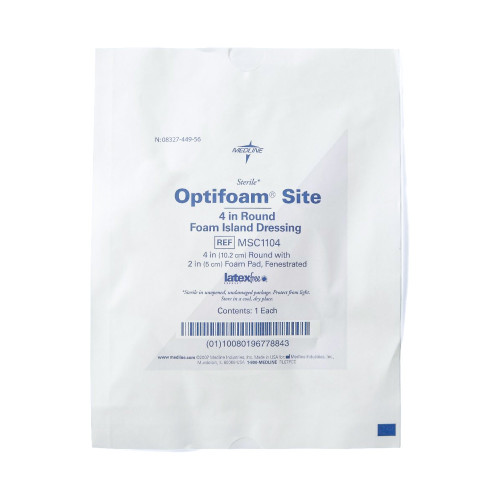 Foam Dressing Optifoam 4 Inch Diameter Fenestrated Round Adhesive with Border Sterile MSC1104 Each/1