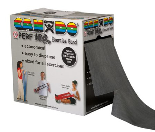 Exercise Resistance Band CanDo Perf 100 Black 5 Inch X 100 Yard X-Heavy Resistance 10-5695 Each/1