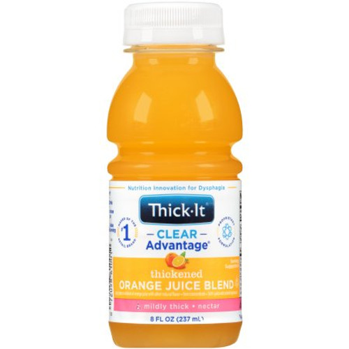 Thickened Beverage Thick-It Clear Advantage 8 oz. Bottle Orange Flavor Ready to Use Nectar Consistency B476-L9044