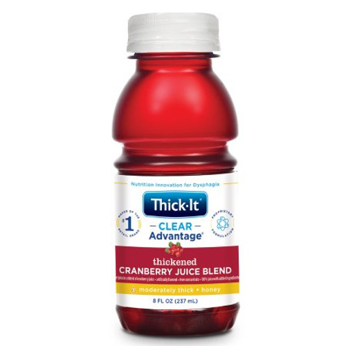 Thickened Beverage Thick-It Clear Advantage 8 oz. Bottle Cranberry Flavor Ready to Use Honey Consistency B461-L9044