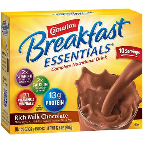 Oral Supplement Carnation Breakfast Essentials Rich Milk Chocolate Flavor Powder 36 Gram Individual Packet 11004656