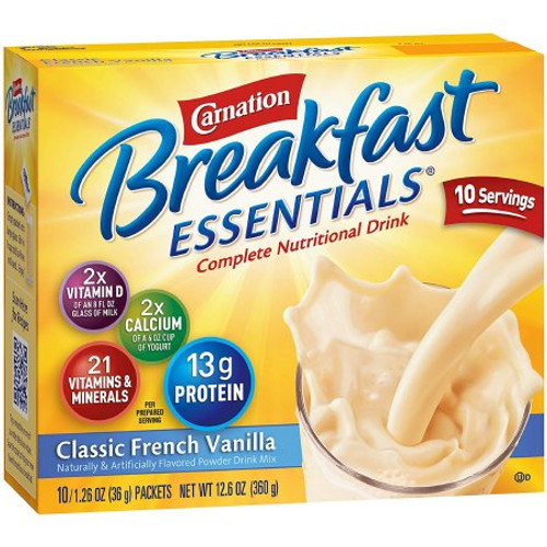 Oral Supplement Carnation Breakfast Essentials French Vanilla Flavor Powder 36 Gram Individual Packet 11004659
