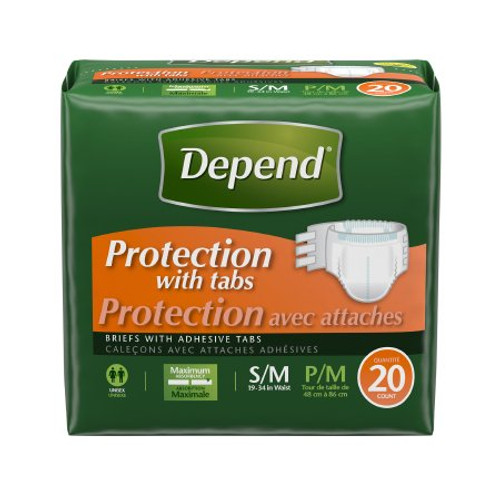 Unisex Adult Incontinence Brief Depend Small / Medium Disposable Heavy Absorbency 35456