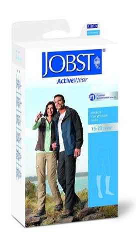 Compression Socks JOBST ActiveWear Knee High Medium Cool White Closed Toe 110480 Pair/1