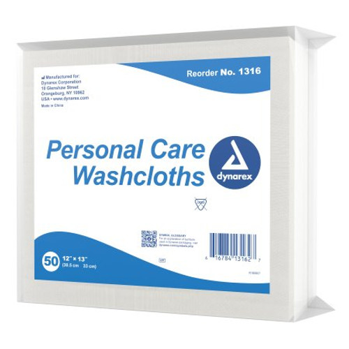 Washcloth Dynarex 12 X 13 Inch White Disposable 1316