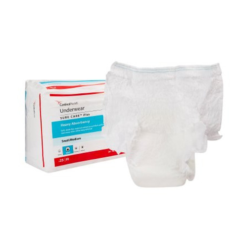 Unisex Adult Absorbent Underwear Sure Care Pull On with Tear Away Seams Medium Disposable Heavy Absorbency 1605R