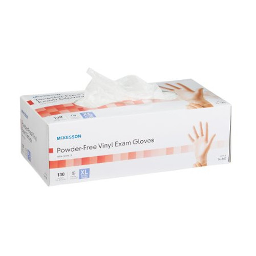 Exam Glove McKesson X-Large NonSterile Vinyl Standard Cuff Length Smooth Clear Not Chemo Approved 14-140