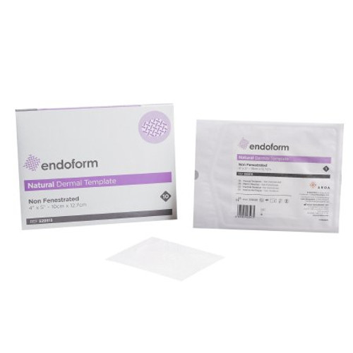 Collagen Dressing Endoform Natural Dermal Template Non-fenestrated Collagen /Glycosaminoglycans GAGs 4 X 5 Inch 10 per Pack 529313