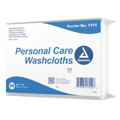 Washcloth Dynarex 10 X 13 Inch White Disposable 1315