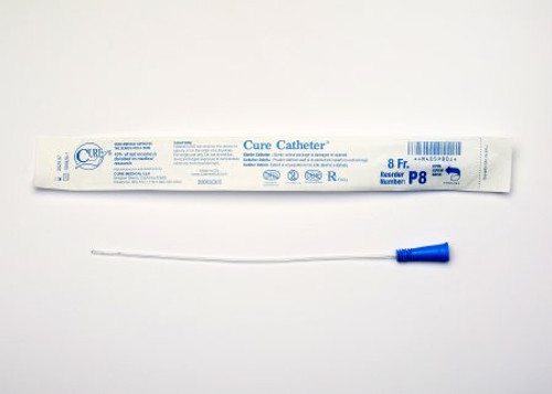 Urethral Catheter Cure Catheter Straight Tip Uncoated PVC 8 Fr. 10 Inch P8