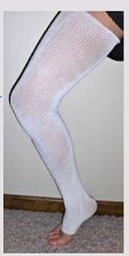 Compression Stocking EdemaWear Thigh High Large White Open Toe B120L01
