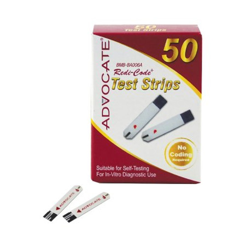 Blood Glucose Test Strips Advocate 50 Strips per Box For Advocate Redi-Code Glucose Meters BMB002