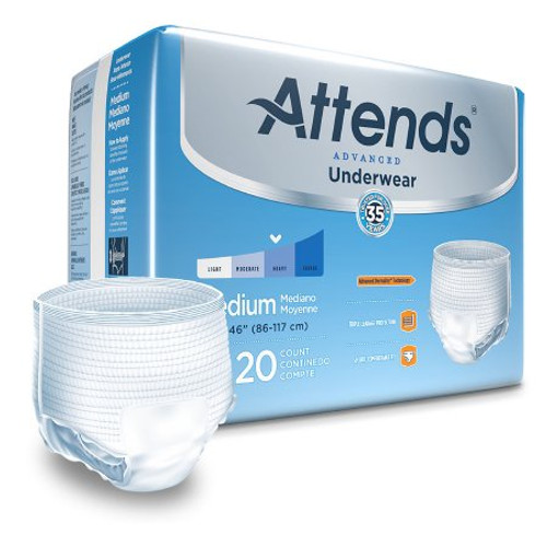 Unisex Adult Absorbent Underwear Attends Advanced Pull On with Tear Away Seams Medium Disposable Heavy Absorbency APP0720