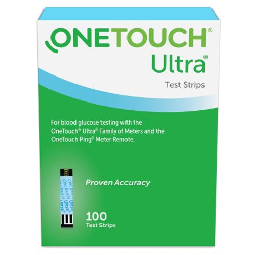 Blood Glucose Test Strips OneTouch Ultra Blue 100 Strips per Box For OneTouch Ultra Blood Glucose Meter 022895