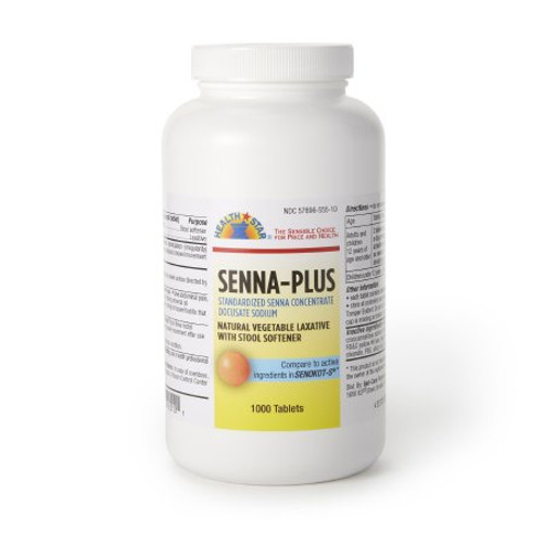 Stool Softener Geri-Care Senna Plus Tablet 1 000 per Bottle 50 mg - 8.6 mg Strength Docusate Sodium / Sennosides 455-01-GCP