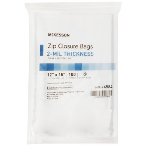 Reclosable Bag McKesson 12 X 15 Inch Polyethylene Clear Zipper Closure 4584